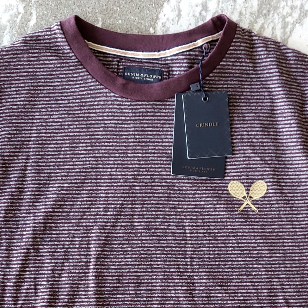 Denim & Flower Men's Striped Brown T-Shirt